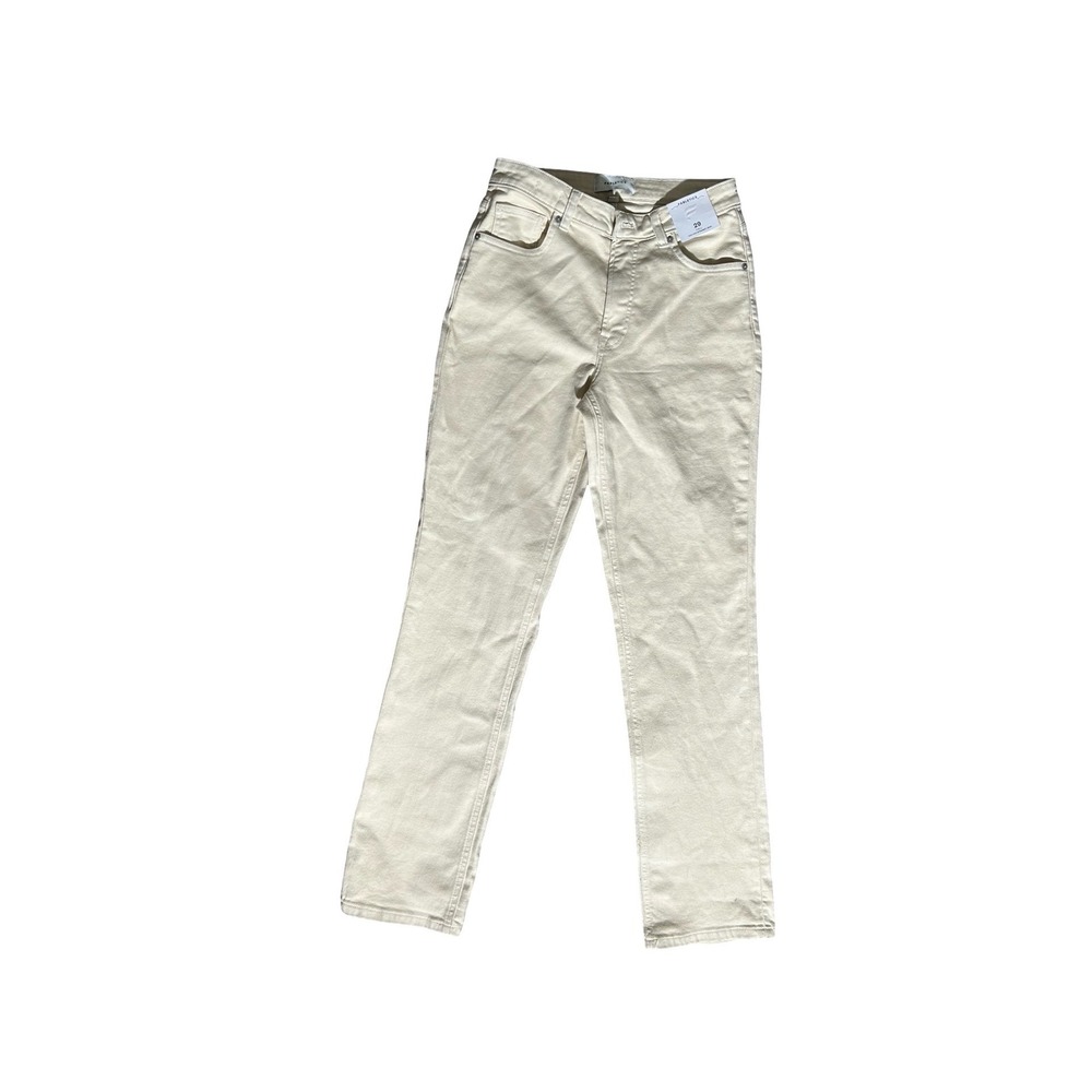 Fabletics Cream High Rise Straight Leg Denim Jeans 29T DP2500504-1480-32930